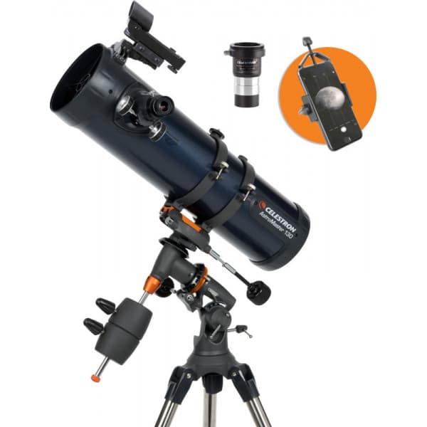 Celestron ASTROMASTER 130EQ teleskop + telefonadapter og T2-Barlow linse