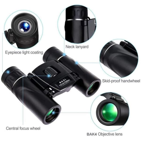Kompakt zoomkikare 8x21 Lång räckvidd 1000m Vikbar HD Kraftfull miniteleskop BAK4 FMC Optisk Sportcamping