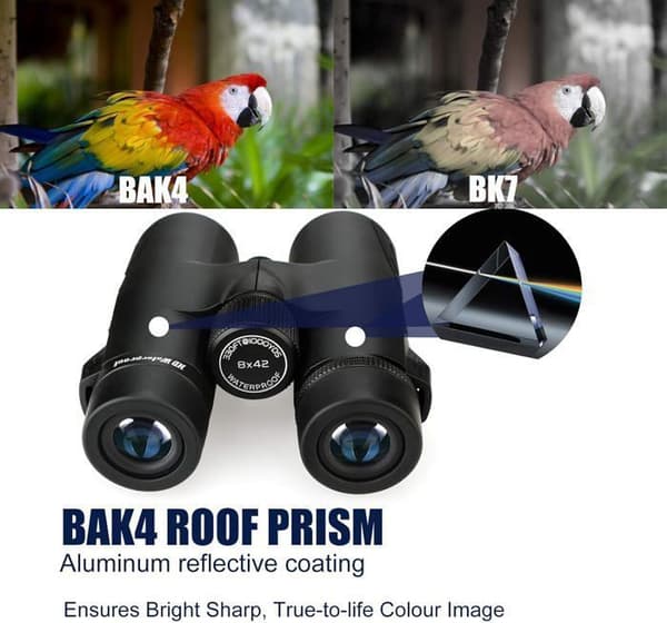 Svbony SV47 Kikkertsikter 8x42, HD Vattentäta Kikkertsikter för Vuxna, FMC Linser Bak-4 Prisma Kikkertsikter Mjuk Väska för Fågelobservation