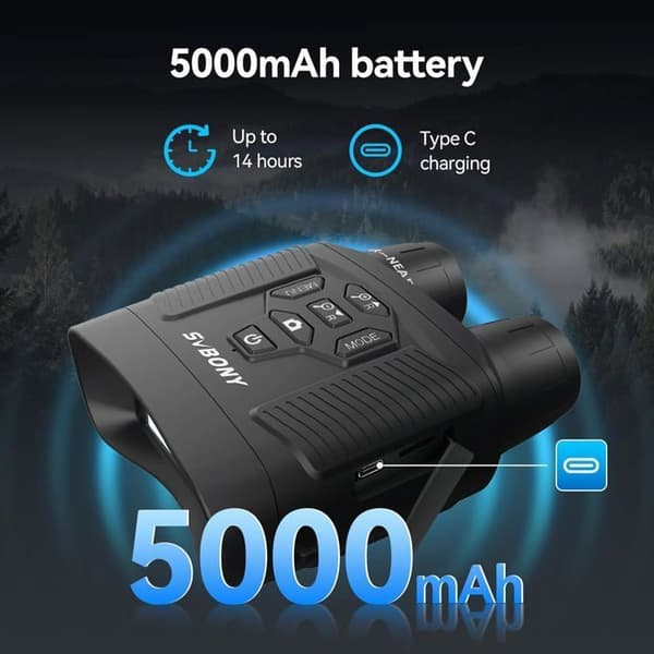 Svbony SA206 Nattkikare, 8X Digital Zoom, 3" HD Hög Infrared Video 4K och 36MP Bild, 5000mAh med 32 GB TF-kort