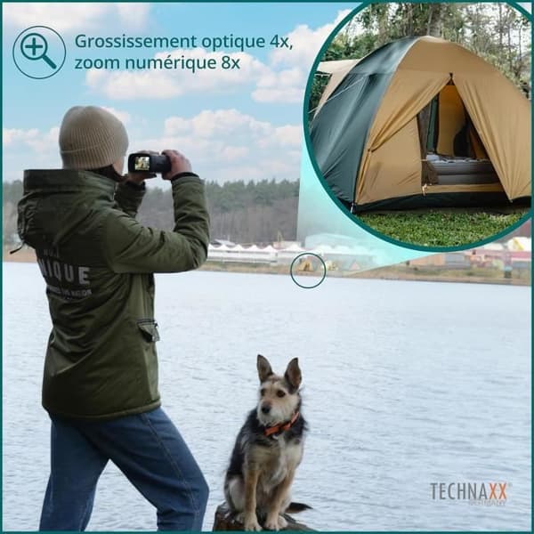 Nattvisionsglasögon Technaxx TX-257 FullHD 1080p, 40MP foton, 4X optisk förstoring, 8X digital zoom och belysning.