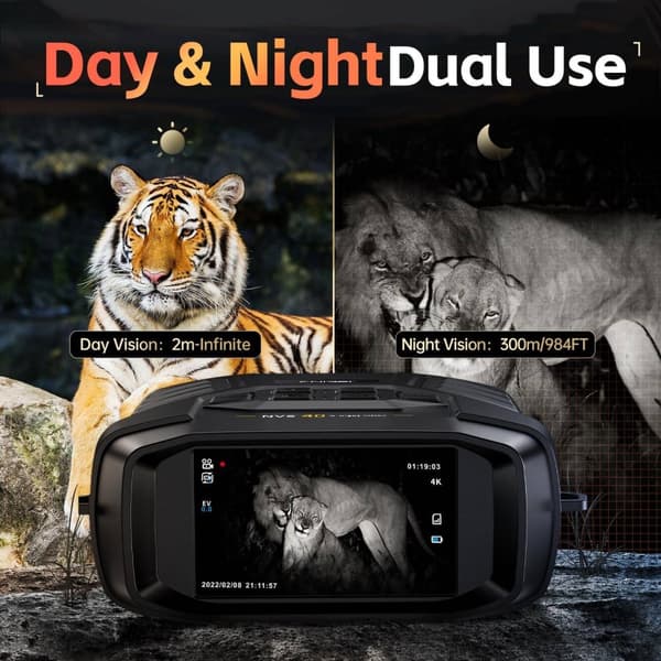 NVS-40 Telescope 4K HD Binoculars Night Vision Glasses 6X Digital Zoom 300m Hunting Camping Rifle Scope Clock Observing Objects