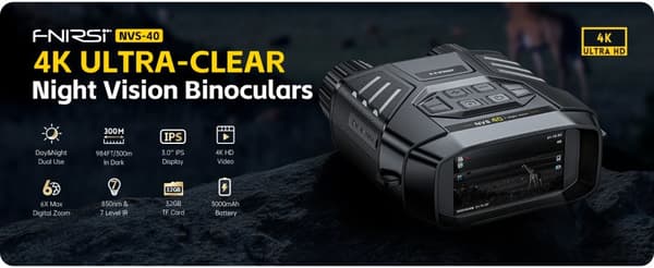 NVS-40 Telescope 4K HD Binoculars Night Vision Glasses 6X Digital Zoom 300m Hunting Camping Rifle Scope Clock Observing Objects