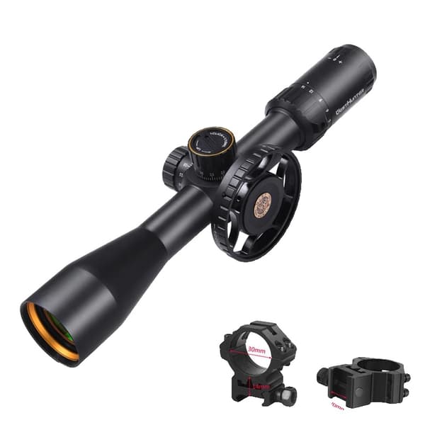 Metsästyskaukoputki, FFP tähtäinkuvio, sivuttaissäätö parallakselle, Matala 20MM pyörällä