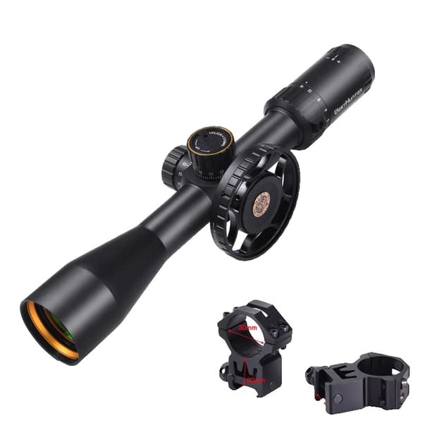 Metsästyskaukoputki, FFP tähtäinkuvio, sivuttaissäätö parallakselle, Korkea 20MM pyörällä