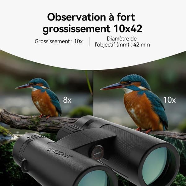 Svbony SV202 Uppdaterad Ed Kikkare 10x42, ED Glas Bak4 Prisma Dielektriskt och Fas Beläggning Magnesiumlegeringskapsling Vattentät