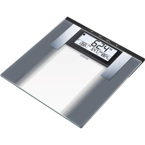 Sanitas SBG 21 Våg med kroppsanalays digital Vägningsområde=180 kg Grå, Glas
