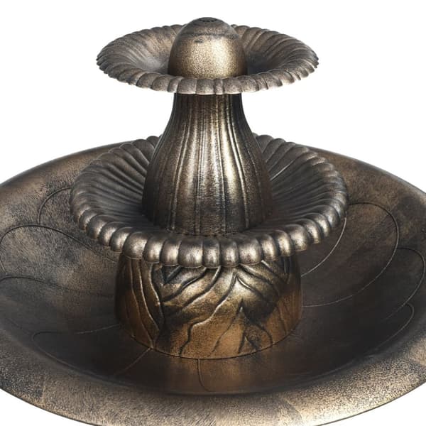 vidaXL fuglebad med springvand 50x91 cm plastik bronzefarvet