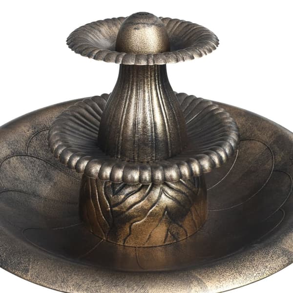 vidaXL fuglebad med springvand 50x91 cm plastik bronzefarvet -  Fuglebade