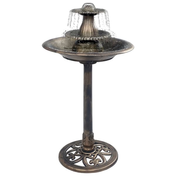 The Living Store fuglebad med springvand 50x91 cm plastik bronzefarvet -  Fuglebade