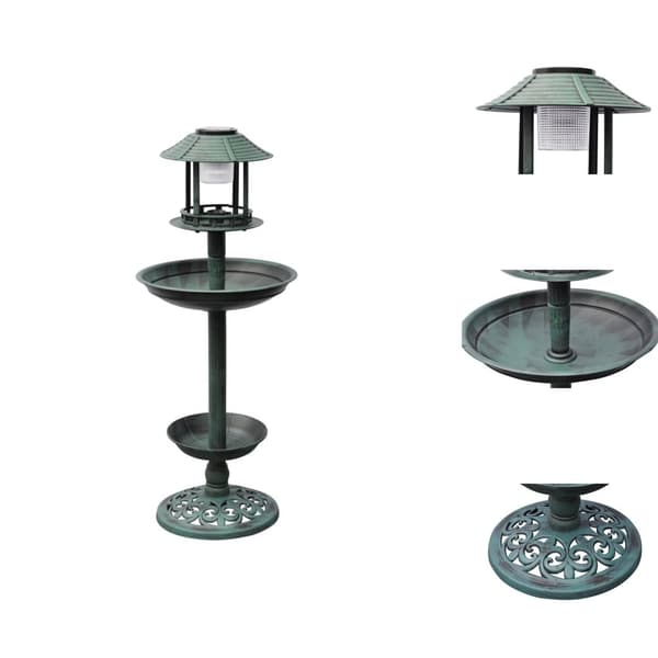Fuglebade - Living fuglebad/ foderbræt med solcellelampe