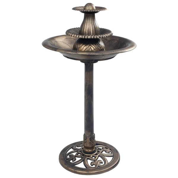 Fuglebade - Living fuglebad med springvand 50x91 cm plastik bronzefarvet