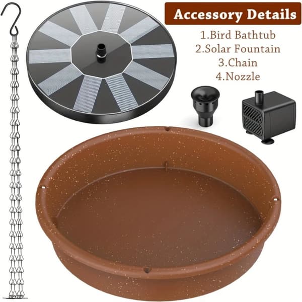 Hängande fågelbad, solenergidriven fontän, multifunktionell skål,brunnsfontän för solenergi tray1