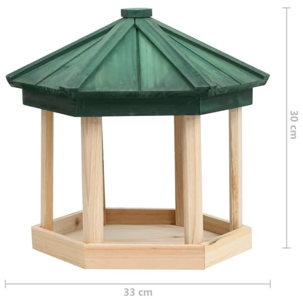 vidaXL fuglefoderhus 33x30 cm ottekantet massivt fyrretræ
