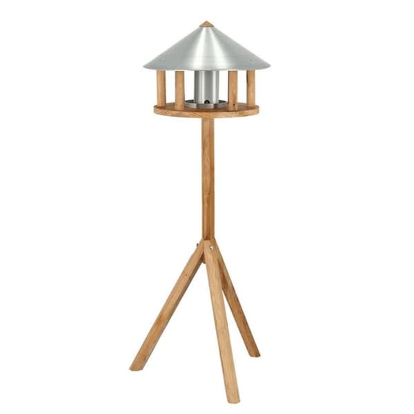 Esschert Design fuglefoderhus med fodersilo og rundt tag zink