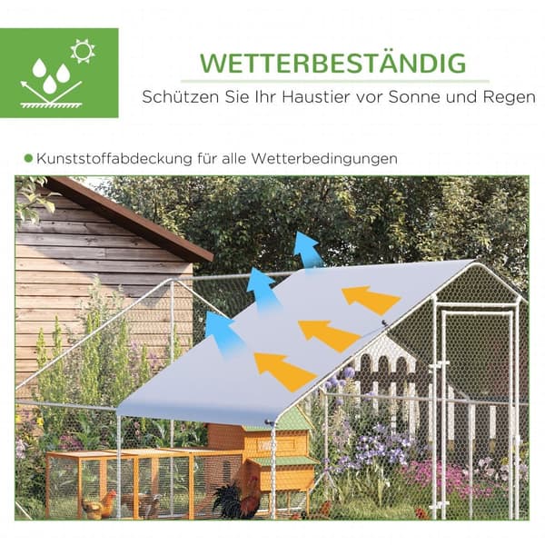 Hønsehus, XXL, 3x4x2 m, Sølvgrå