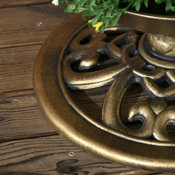 Rootz Bird Bath - Lintuhuone - Ruokintakulho - Maapiikit - Säänkestävä - 2 kulhoa - Vintage Design - Muovi - Pronssi - 50 X 50 X 110 cm
