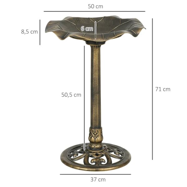 Rootz Bird Bath - Vesikaukalo - Vintage Design - Vakaa pohja - Talvenpitävä - Muovi - Pronssi - Ø50 x 71H cm