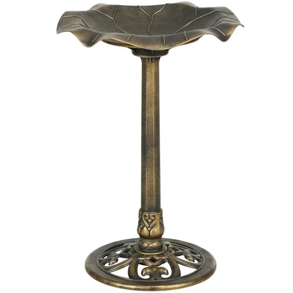 Rootz Bird Bath - Vesikaukalo - Vintage Design - Vakaa pohja - Talvenpitävä - Muovi - Pronssi - Ø50 x 71H cm