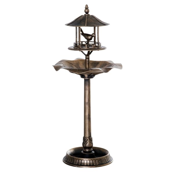 Rootz Elegant Fågelbad i mässing - Trädgårdsdekor - Fjädrad Haven - Matnings- och vattenskål - Ø50 x 113H cm