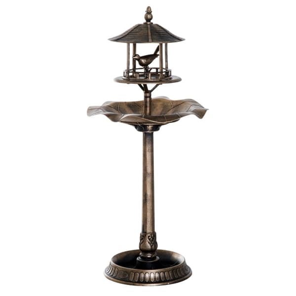 Rootz Elegant Fågelbad i mässing - Trädgårdsdekor - Fjädrad Haven - Matnings- och vattenskål - Ø50 x 113H cm