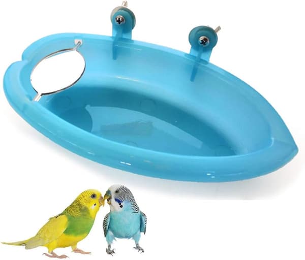 Fågelbadkar med spegel Små fåglar Burdusch Badkar Papegoja Paddlingpool Fågelbadlåda Matmatare Vattenskål