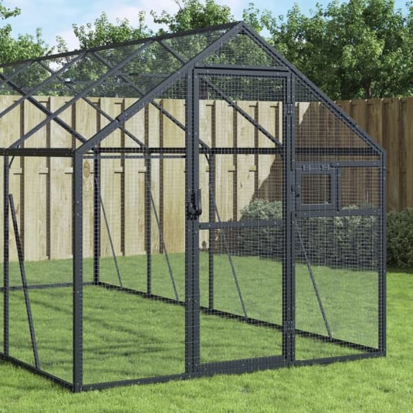 vidaXL Fågelvoljär antracit 1,79x6x1,85 m aluminium