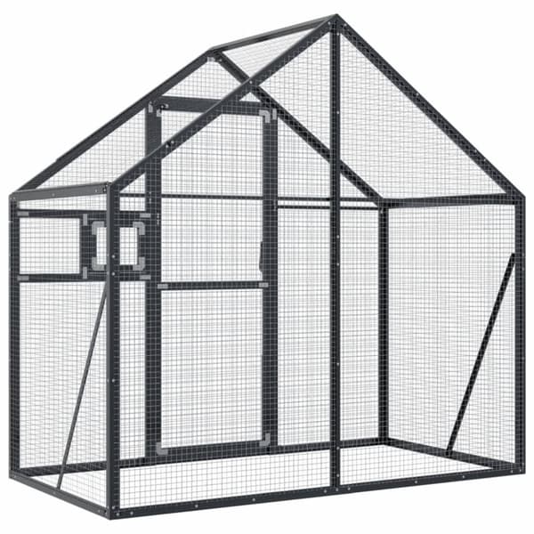 vidaXL Aviaario antrasiitti 179x100x185 cm alumiini