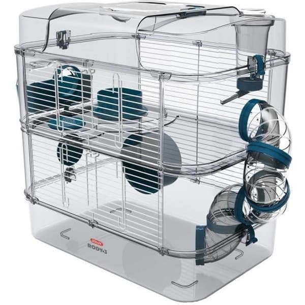ZOLUX Bur på 2 nivåer för hamstrar, möss och gerbils - Rody3 duo - L 41 xd 27 xh 40,5 cm - Blå