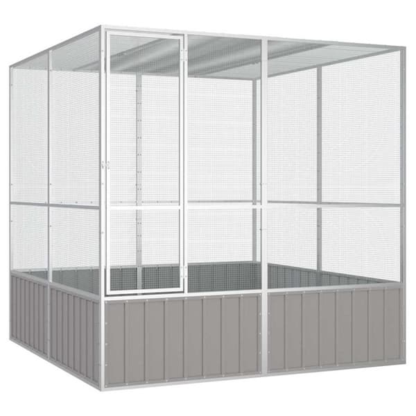 vidaXL fuglebur 213,5x217,5x211,5 cm galvaniseret stål grå