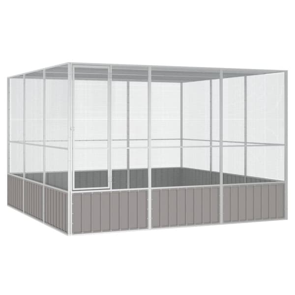 vidaXL Lintuhäkki harmaa 302,5x324,5x211,5 cm galvanoitu teräs