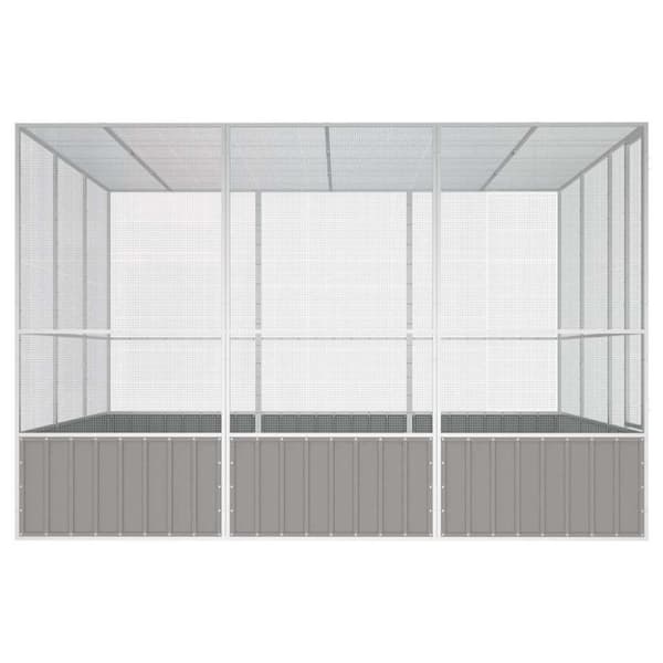 vidaXL Fuglebur grå 302,5x324,5x211,5 cm galvanisert stål