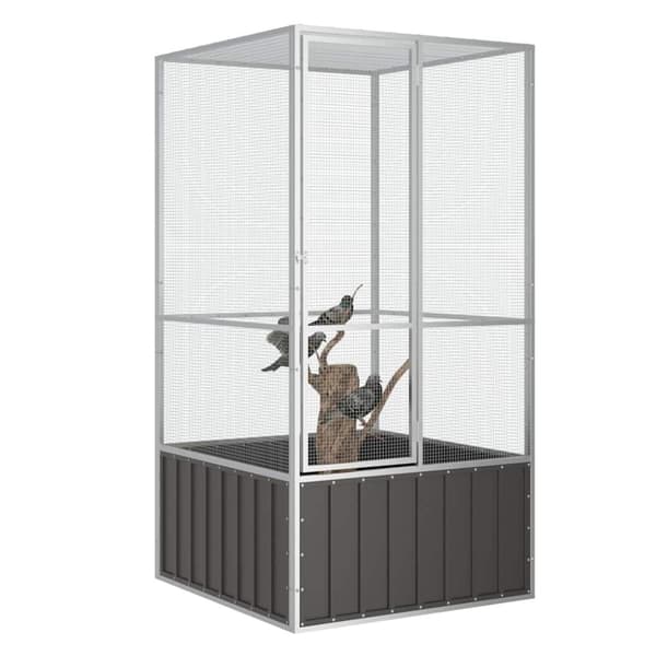 vidaXL Fuglebur antrasitt 111x107x211,5 cm galvanisert stål