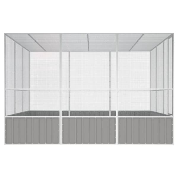 Lintuhäkki harmaa 302,5x324,5x211,5 cm galvanoitu teräs