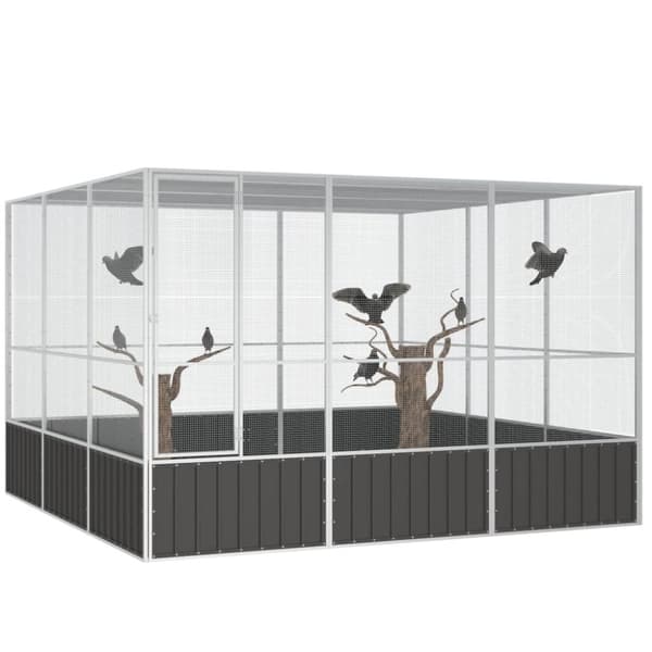 fuglebur 302,5x324,5x211,5 cm galvaniseret stål antracitgrå