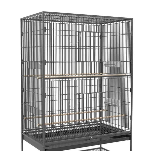 Rootz-lintuhäkki - Sisältää ahvenet - Lintulelu - Irrotettava alusta - 1 hylly - Harmaa - 94L x 57L x 153K cm