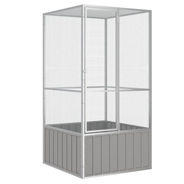 vidaXL Lintuhäkki harmaa 111x107x211,5 cm galvanoitu teräs -  Lintuhäkit & -telineet