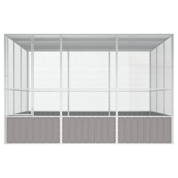 vidaXL Lintuhäkki harmaa 302,5x324,5x211,5 cm galvanoitu teräs -  Lintuhäkit & -telineet