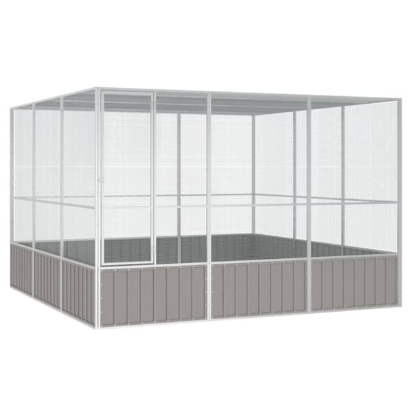 vidaXL Lintuhäkki harmaa 302,5x324,5x211,5 cm galvanoitu teräs -  Lintuhäkit & -telineet