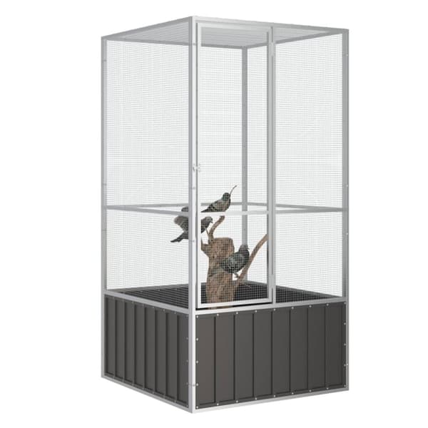vidaXL Lintuhäkki antrasiitti 111x107x211,5 cm galvanoitu teräs -  Lintuhäkit & -telineet
