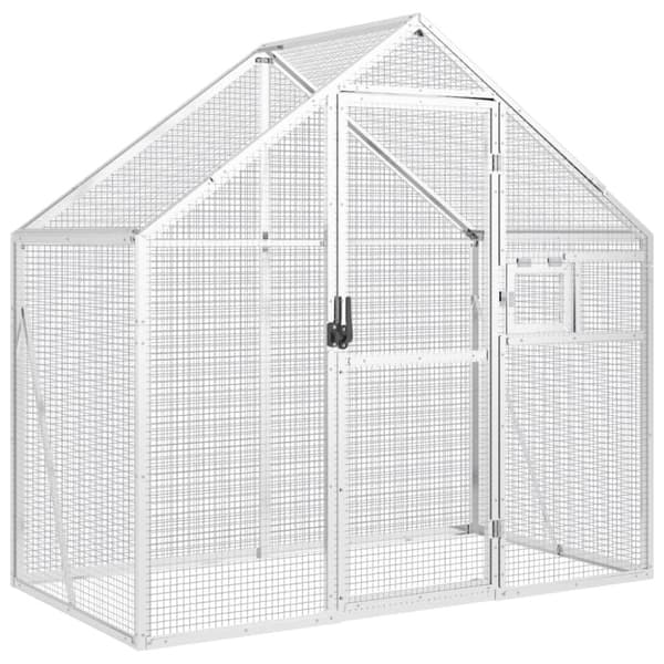 vidaXL Aviaario hopea 79x100x185 cm alumiini -  Lintuhäkit & -telineet
