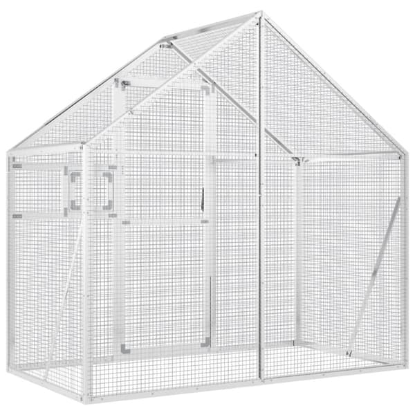 vidaXL Aviaario hopea 79x100x185 cm alumiini -  Lintuhäkit & -telineet
