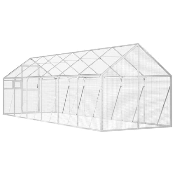 vidaXL Fågelvoljär silver 1,79x6x1,85 m aluminium -  Fågelburar & ställningar