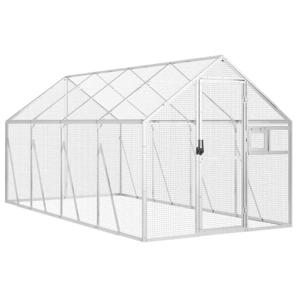 vidaXL Aviaario hopea 1,79x4x1,85 m alumiini -  Lintuhäkit & -telineet
