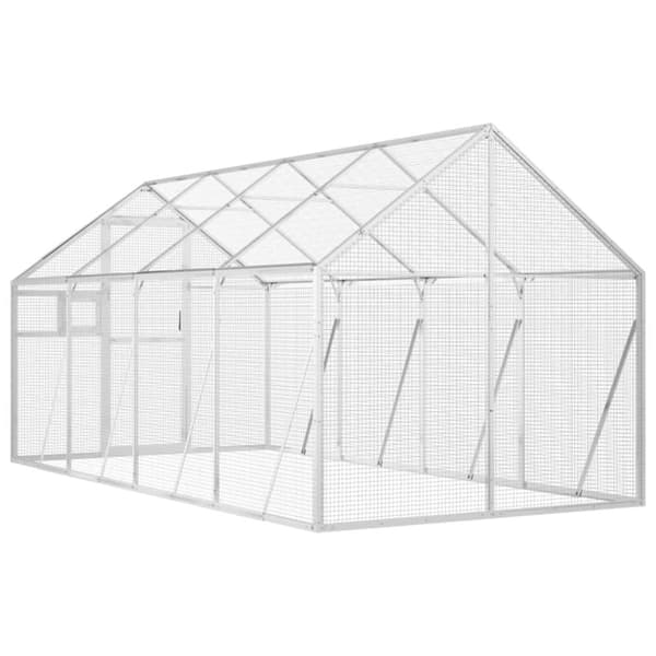 vidaXL Aviaario hopea 1,79x4x1,85 m alumiini -  Lintuhäkit & -telineet