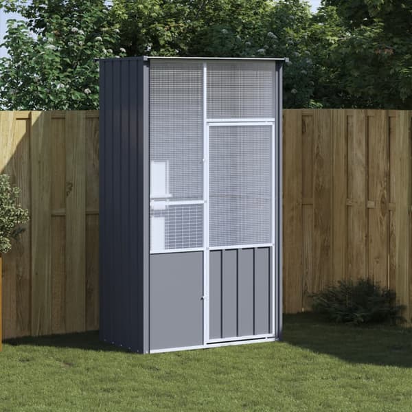 vidaXL fuglebur 115x78x200 cm galvaniseret stål antracitgrå -  Fuglebure & stativer