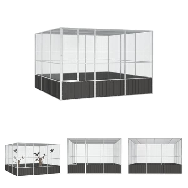 The Living Store fuglebur 302,5x324,5x211,5 cm galvaniseret stål antracitgrå -  Fuglebure & stativer