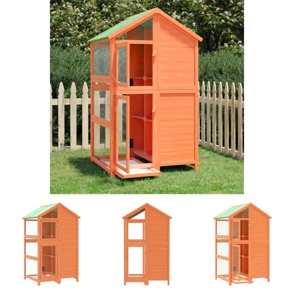 The Living Store Fågelhus brun 97x81x152 massiv furu - Fågelburar & ställningar
