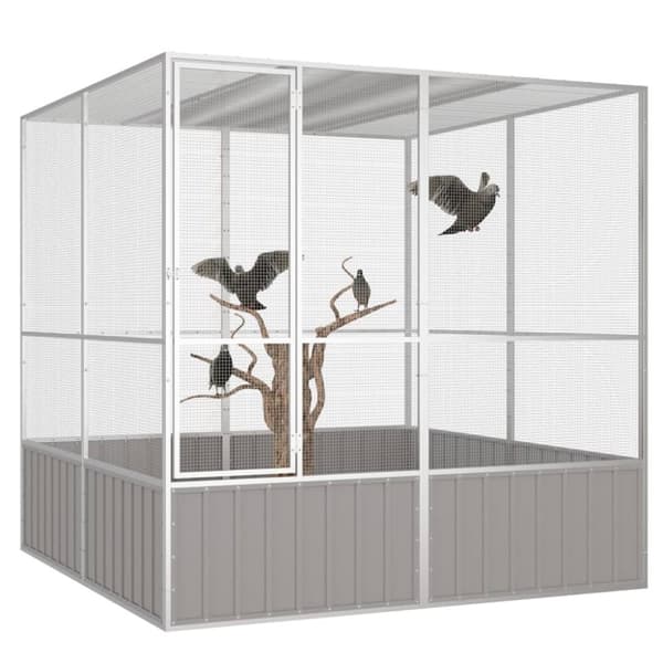 Lintuhäkit & -telineet - Living Lintuhäkki harmaa 213,5x217,5x211,5 cm galvanoitu teräs
