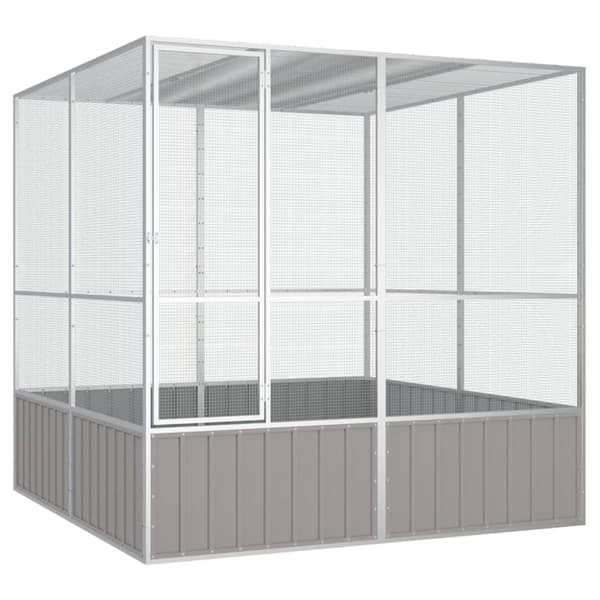 Lintuhäkit & -telineet - Living Lintuhäkki harmaa 213,5x217,5x211,5 cm galvanoitu teräs